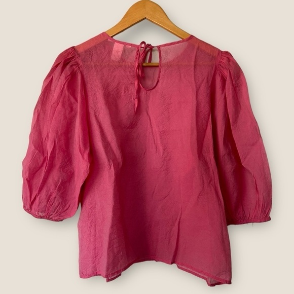 H&M Pink Sheer Bell Sleeve Top Medium - Picture 7 of 9